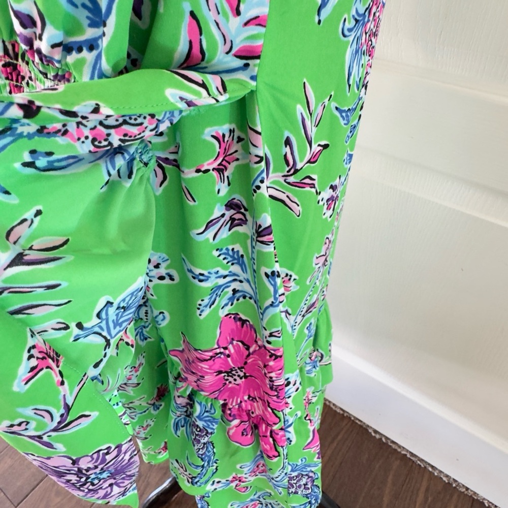 Lilly Pulitzer Cristiana Stretch Midi Dress Gecko Green Brewsters Blooms Sz 00 - Picture 15 of 16